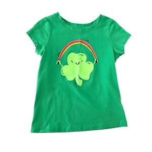 ⚡️5/$20⚡️ Cat & Jack St. Patrick’s Green T-Shirt w/Shamrock & Rainbow | Girls 3T
